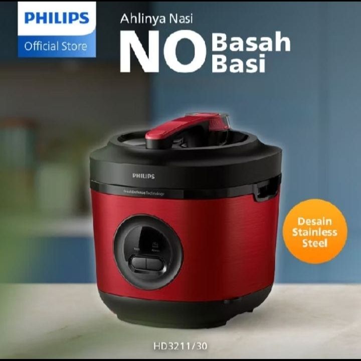 Philips Rice Cooker 1.8 L - 3000 Premium Series HD3211/30 - Merah - 400 Watt_0