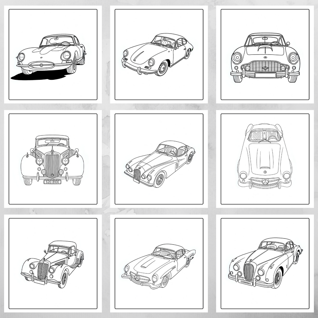 Wilin Digital - 30 Coloring book / Lembar mewarnai Edisi Classic Car_1