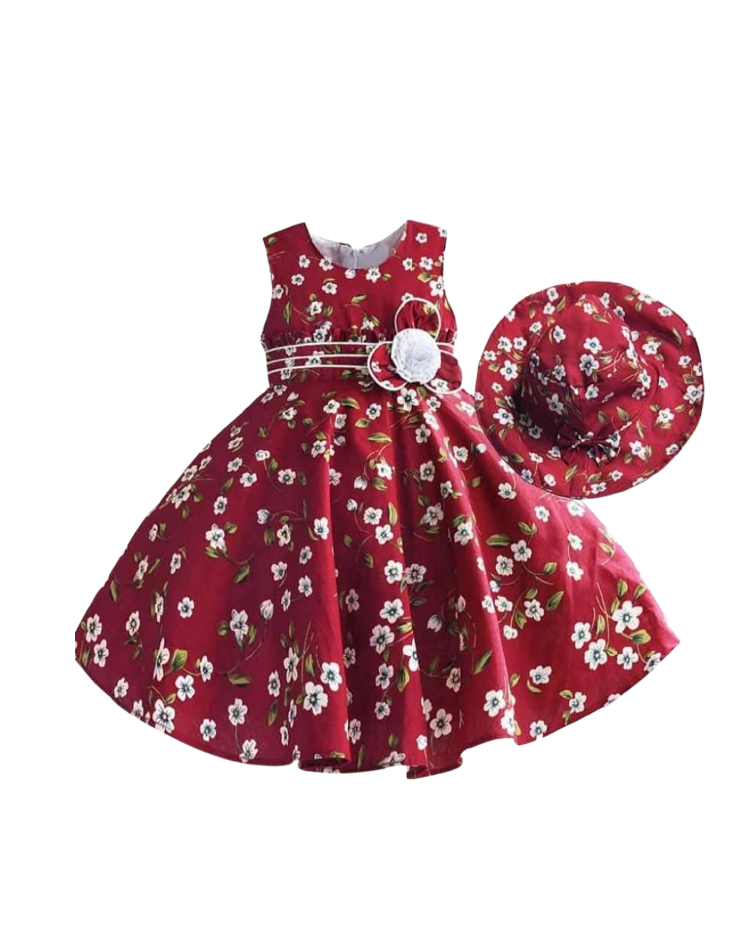 Girls Floral Dresses with Hat_0