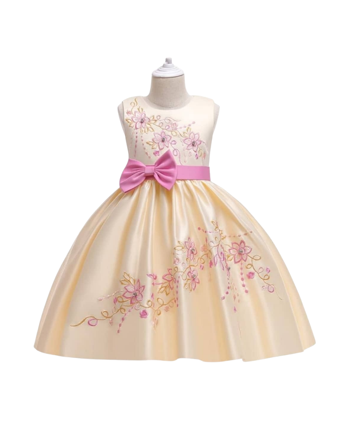 Girls Ivory Dresses with embroidered flower design _0