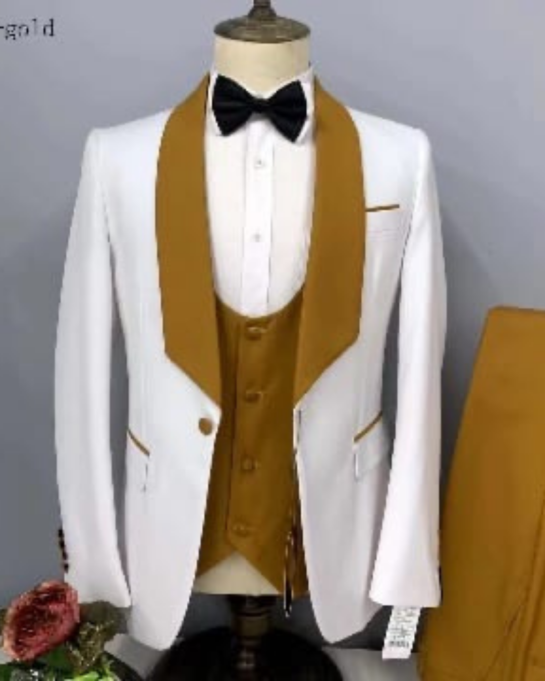 Men's White and Caramel 3 Piece Tuxedo _0