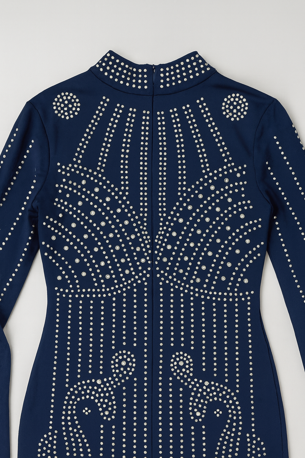 Vestido azul marino ajustado con aplicaciones de pedrería - Size M_0