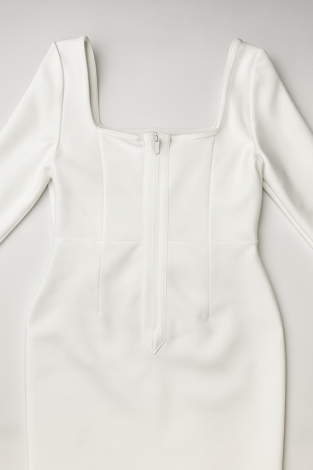 Vestido blanco midi con mangas largas y volantes - Size M_3