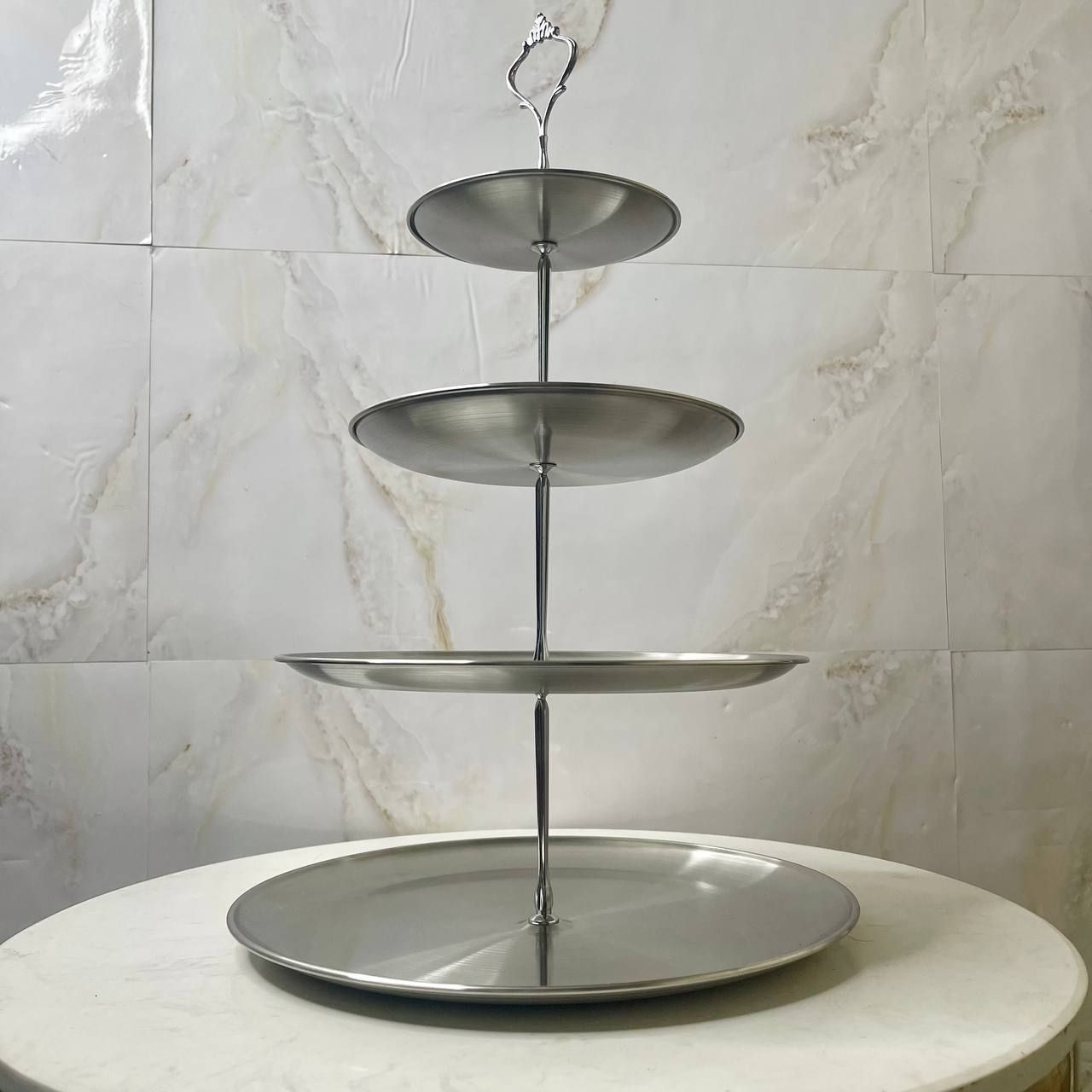 Silver Cake/Food 4-Tier 304 Stainless-Steel Display 14cm, 20cm, 26cm, 30cm (S11)_2