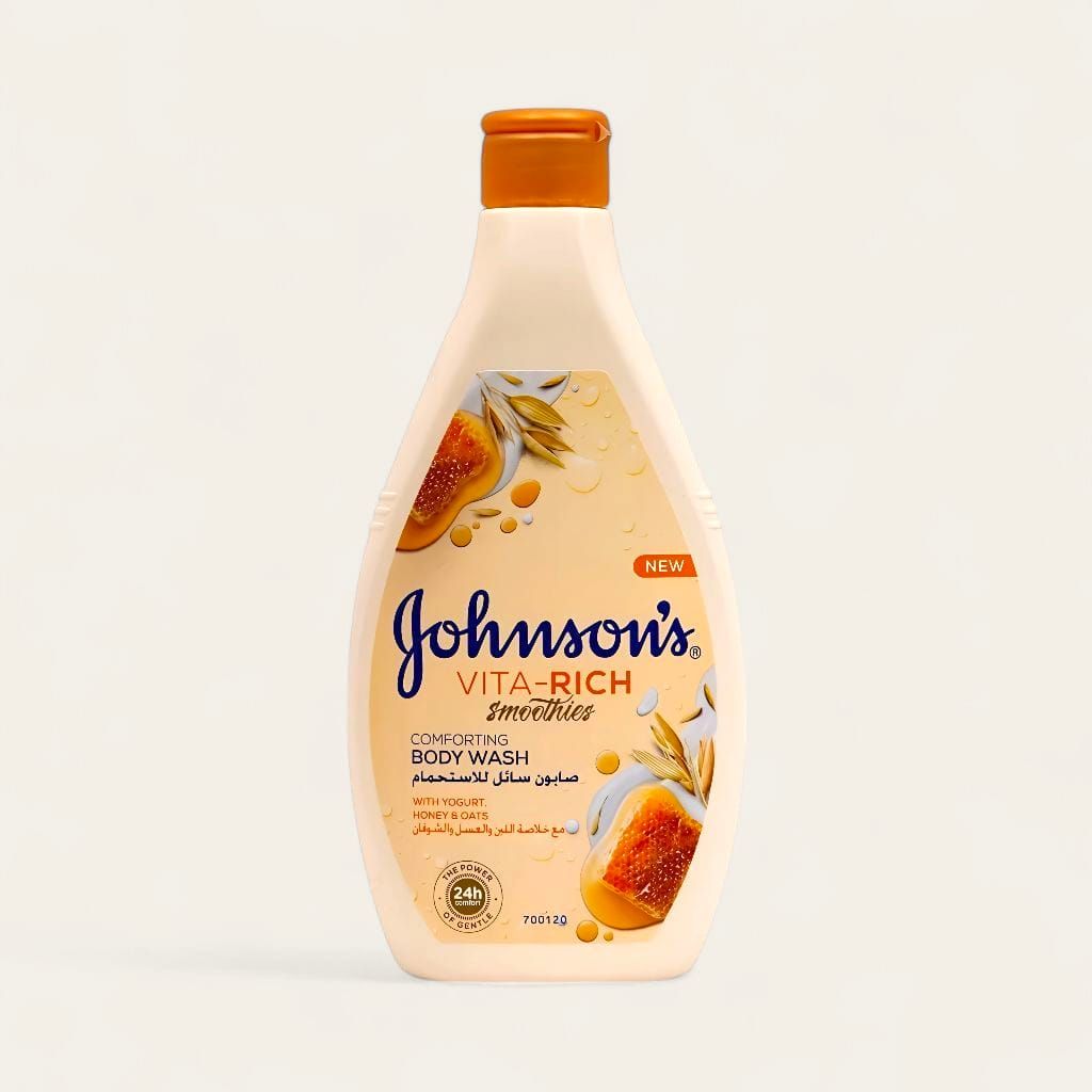 JOHNSON'S VITA-RICH BRIGHTENING BODY WASH WITH YOGURT &HONEY &OATS 400 ML جونسون فيتا ريتش غسول الجسم باللبن والعسل والشوفان 400 مل_0