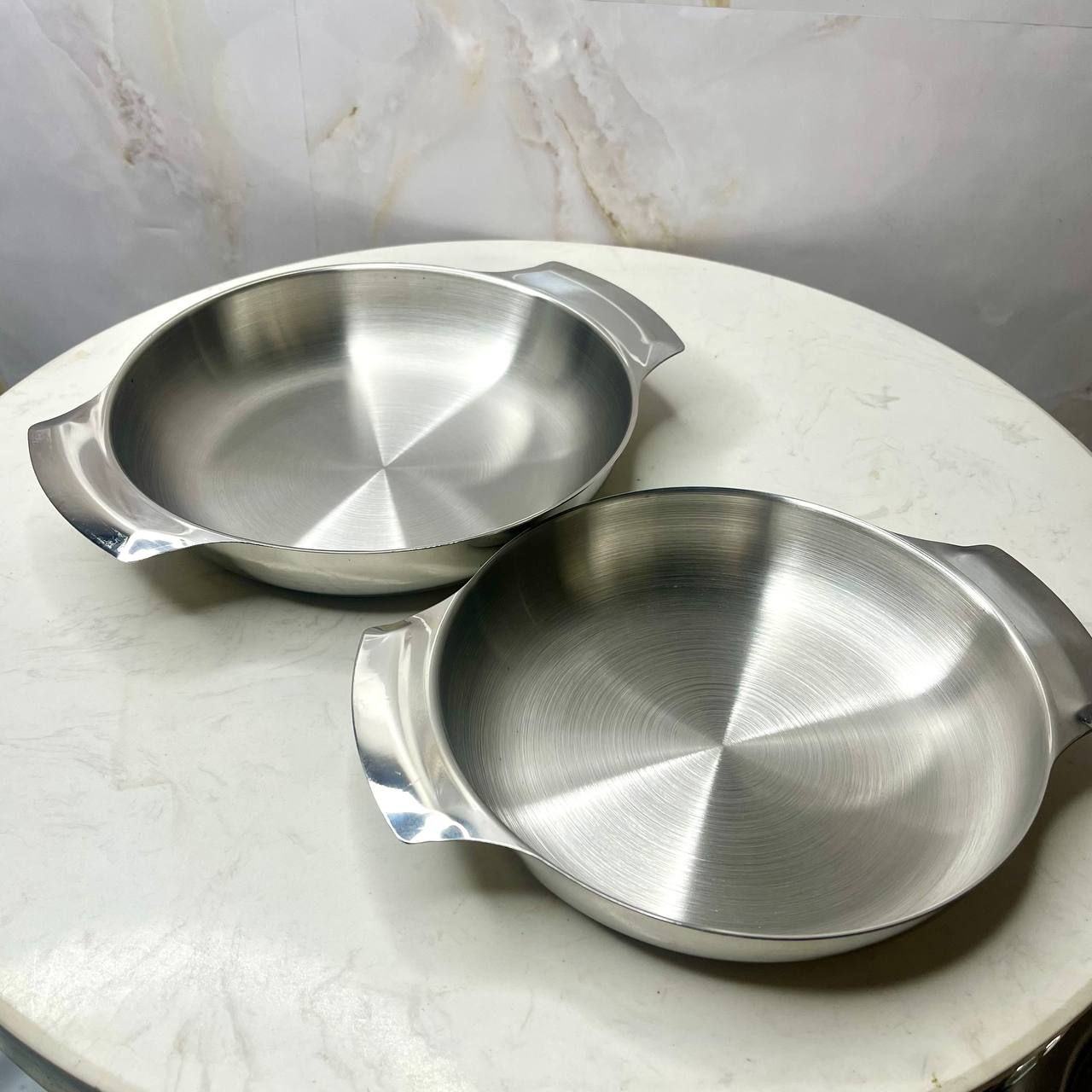 Silver Nora Titanium Steel Serving Plates Set 18cm, 20cm (S09)_4