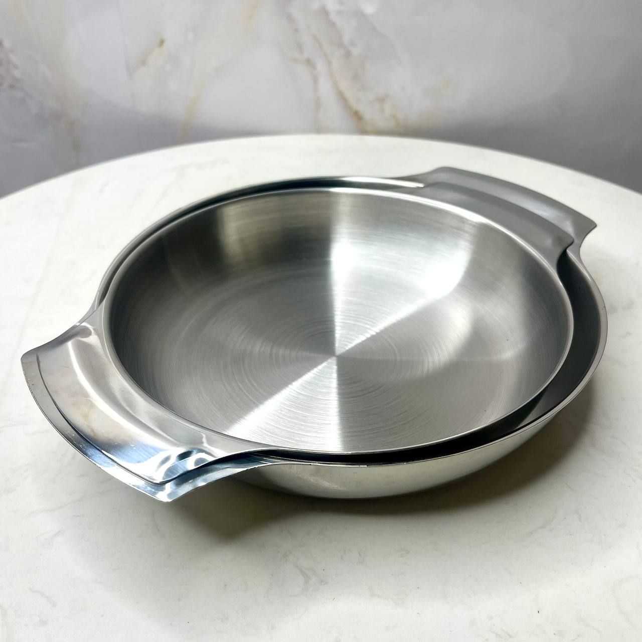 Silver Nora Titanium Steel Serving Plates Set 18cm, 20cm (S09)_3