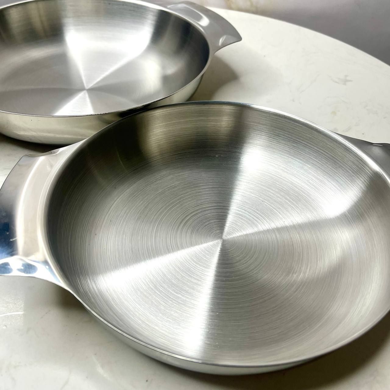 Silver Nora Titanium Steel Serving Plates Set 18cm, 20cm (S09)_0