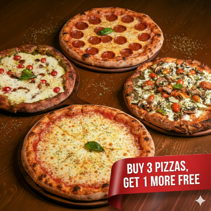 Buy 3 Pizzas, Get 1 Free_0
