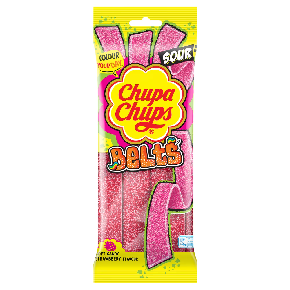 Chupa Chups Sour Strawberry Belts Pack 90g_0