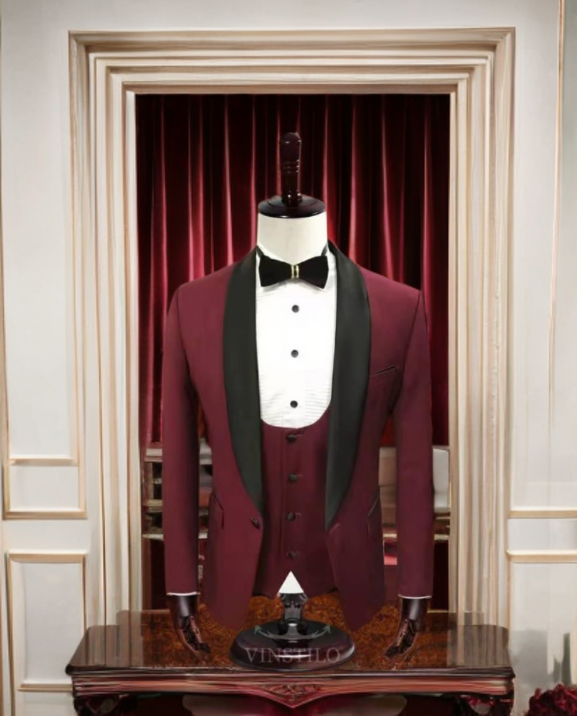 Burgundy 3 Piece Tuxedo _0