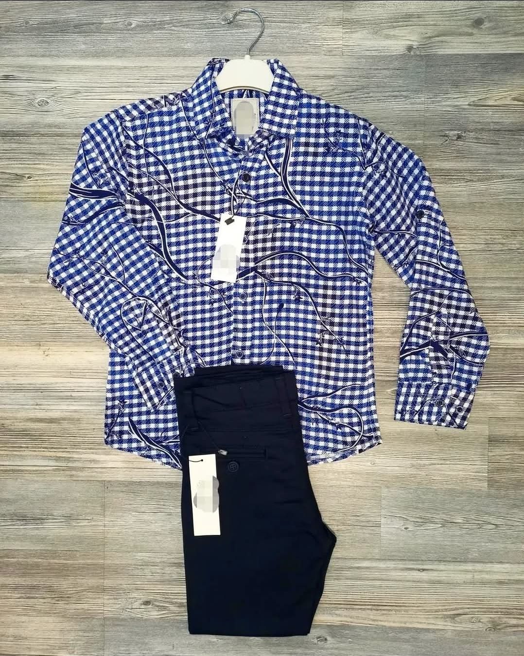 Navy Trousers with Matching Shirt _0