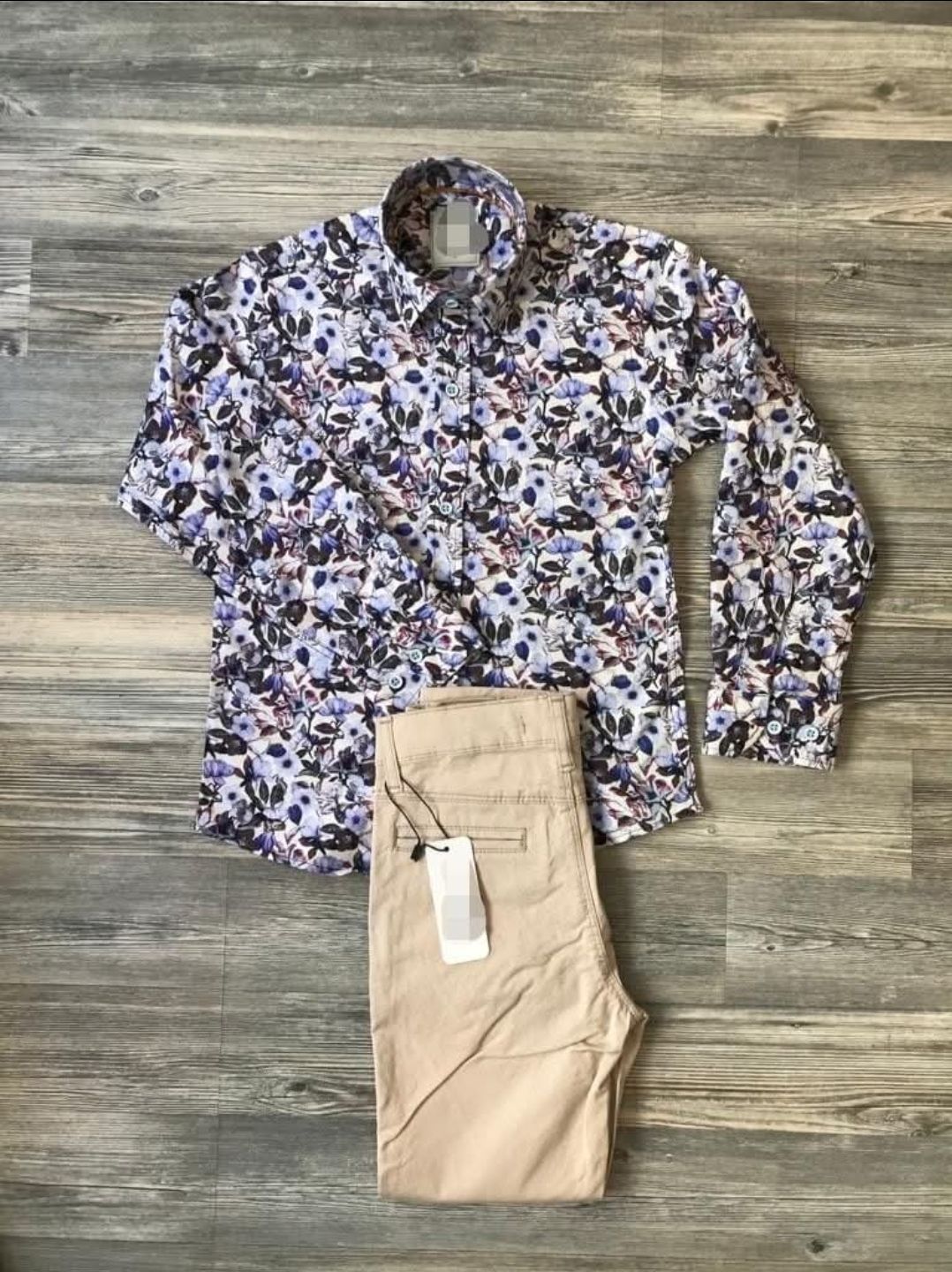 Beige Trousers with Matching Shirt _0