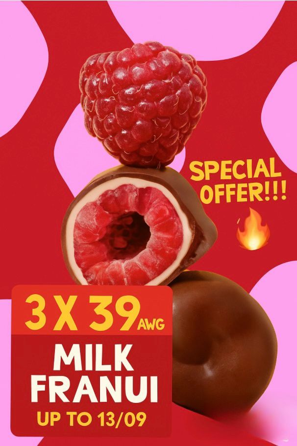 3 x FRESH FROZEN RASPBERRIES IN WHITE AND MILK CHOCOLATE_0