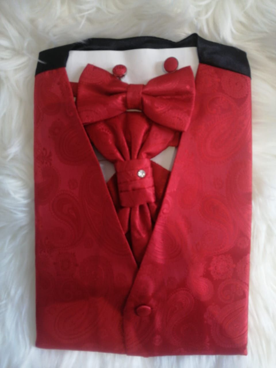 Red Paisley Waist Coat Set_0