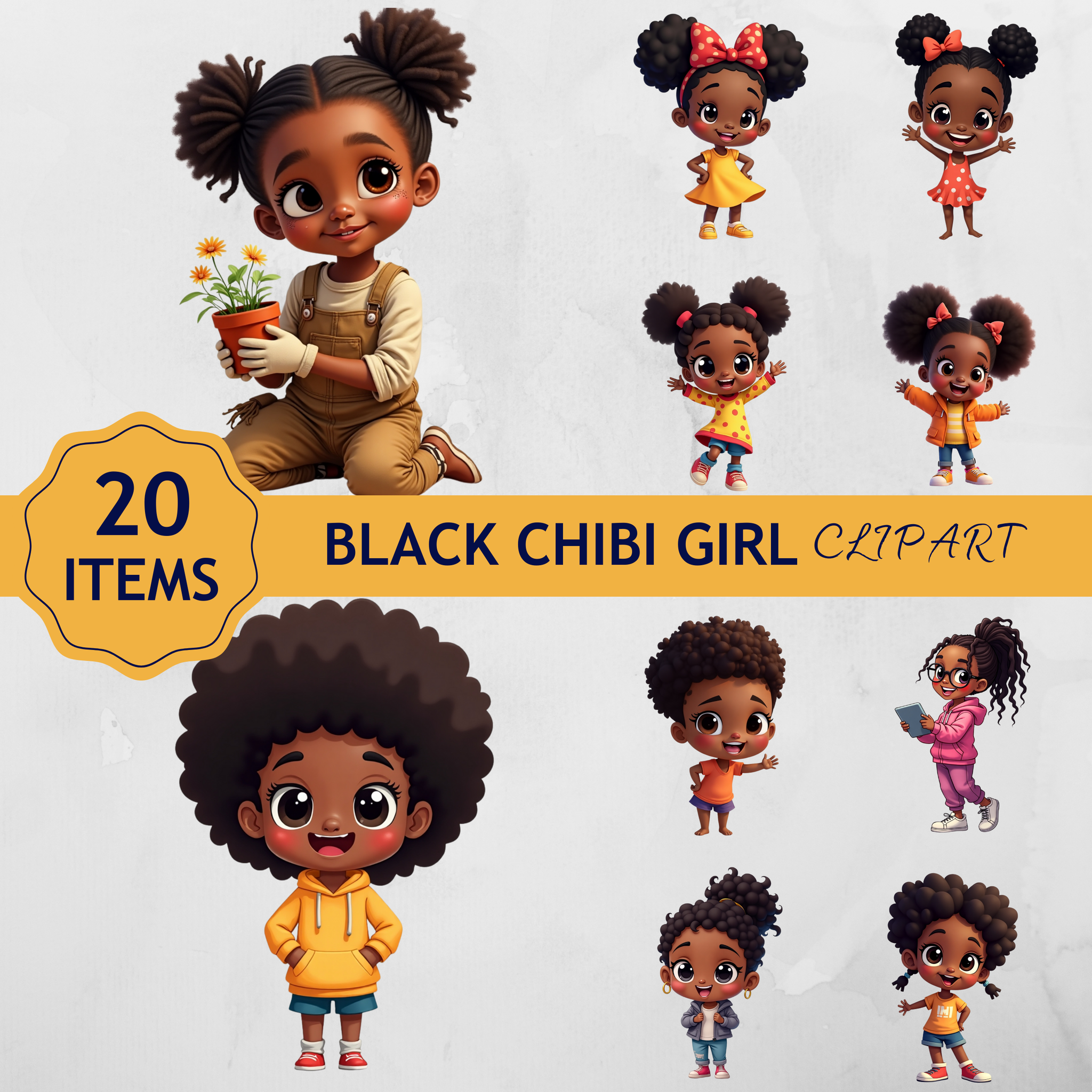 Wilin Digital - 20 Clipart Sticker Whatsapp Digital Printable Edisi Chibi Girl_0