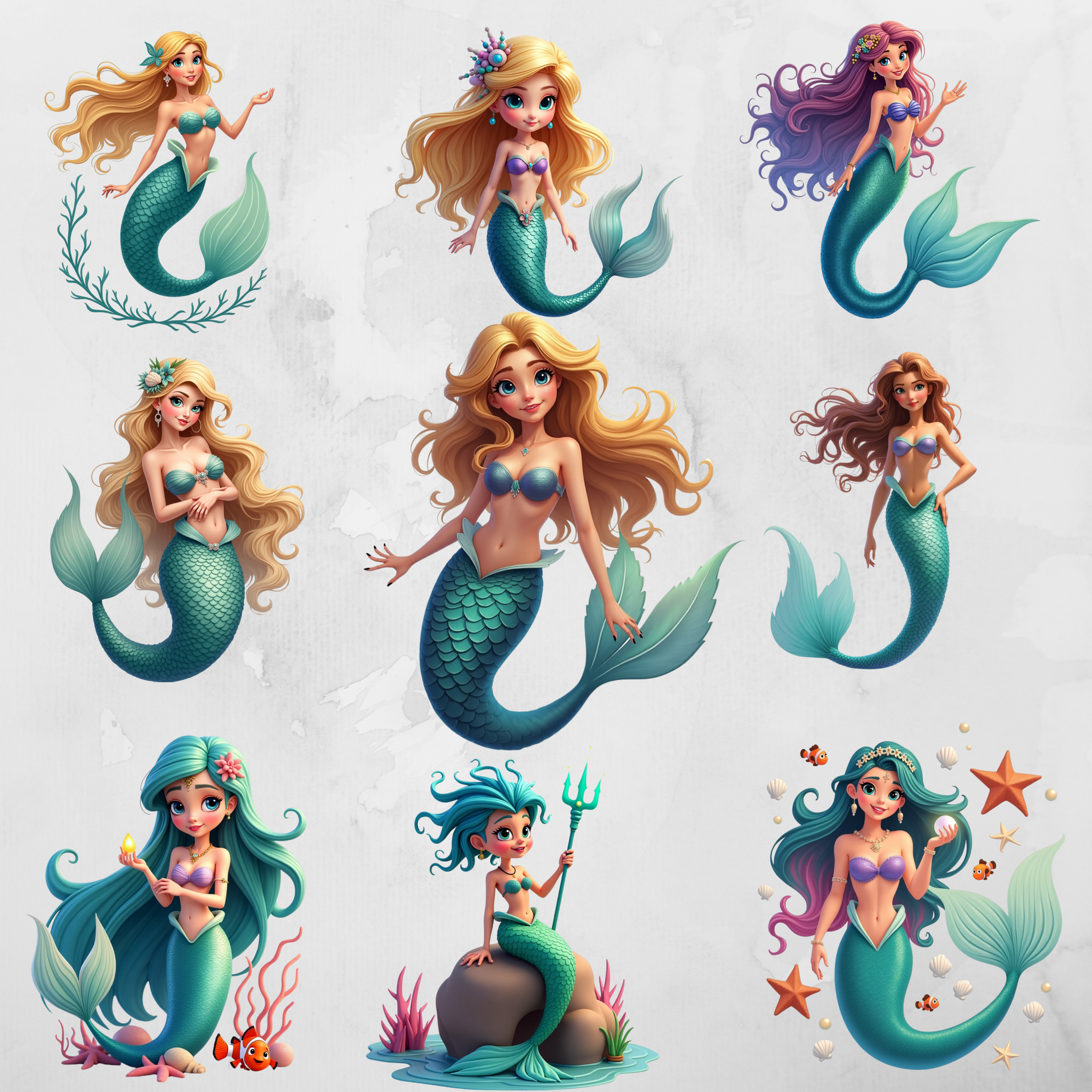 Wilin Digital - 20 Clipart Sticker Whatsapp Digital Printable Edisi Mermaid_1