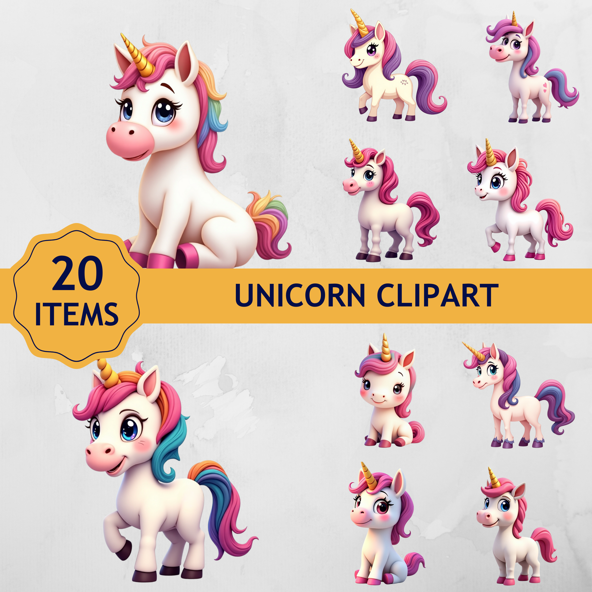 Wilin Digital - 20 Clipart Sticker Whatsapp Digital Printable Edisi Unicorn_0