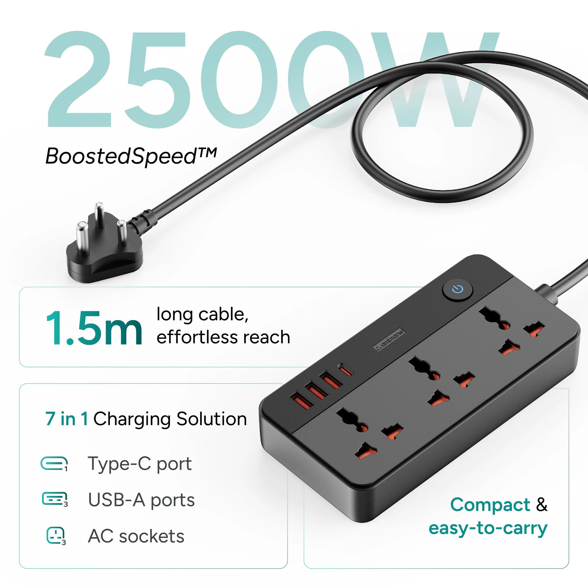 SmartStrip 2 2500W Extension Board with 7 Ports _1