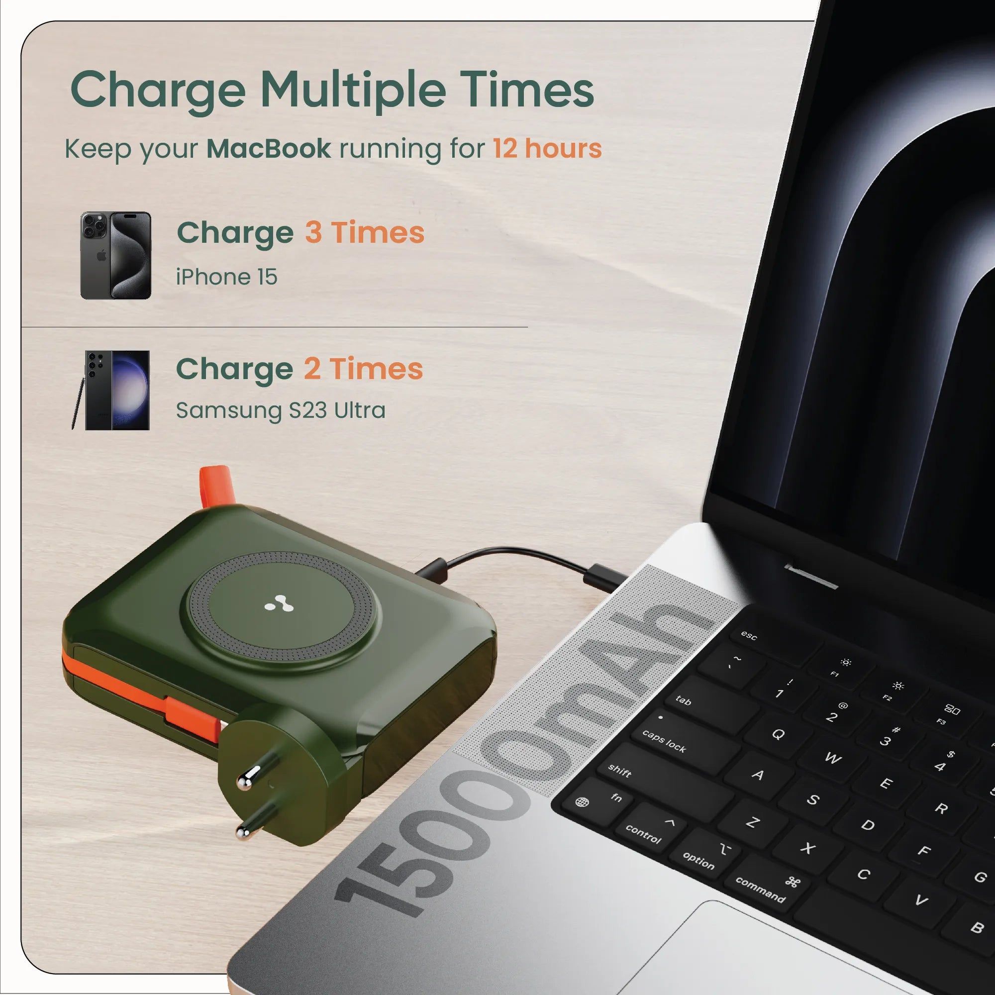 Aerosync 65 15000mAh Type C Laptop, Wireless Magnetic Charging Power Bank & Charger_3