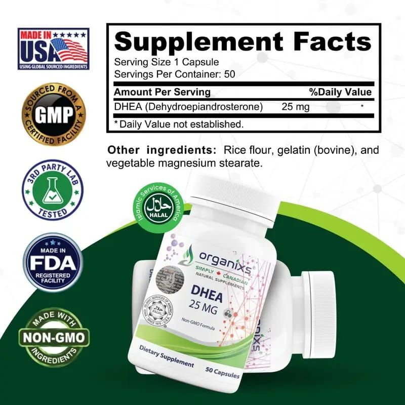ORGANIXS DHEA 25mg TESTOSTERONE_3