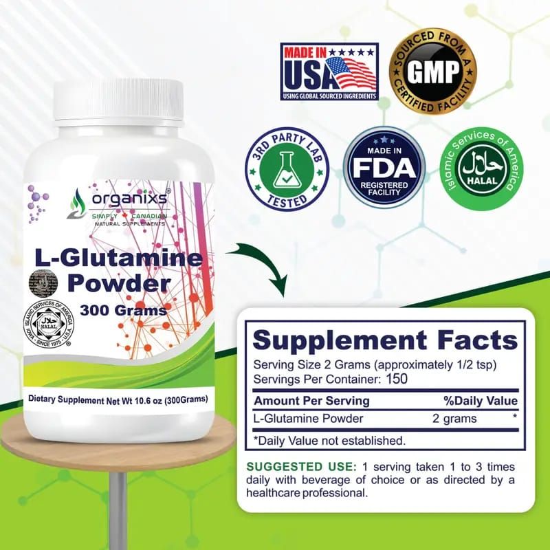 ORGANIXS L-GLUTAMINE POWDER 300grm_1
