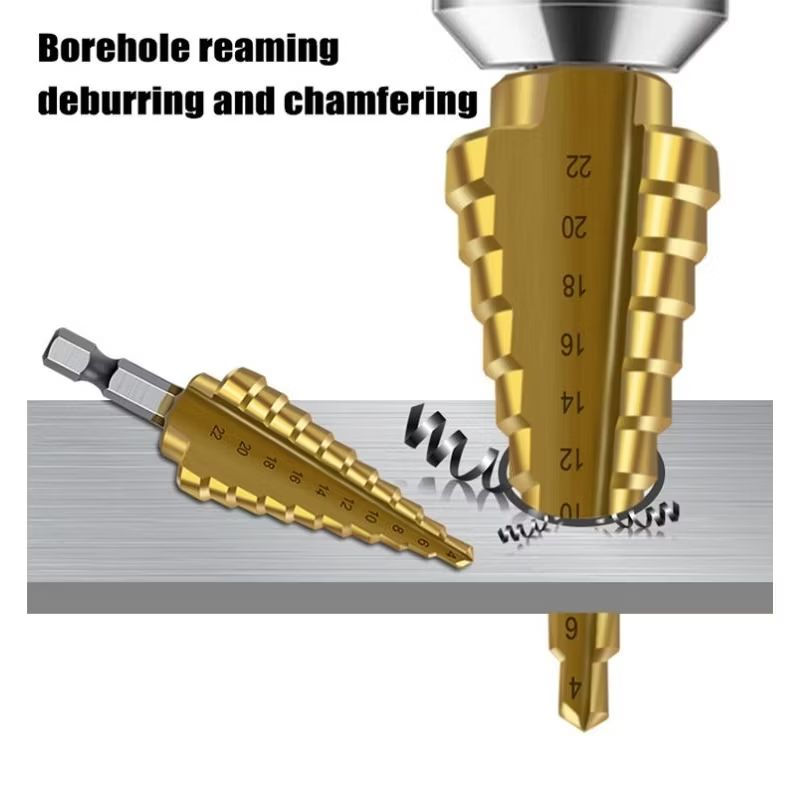 4-22 HSS Step Drill Bit Straight Groove Titanium Coated Wood Metal Hole Cutter 4241 High Speed Steel Core Drill Bit_1