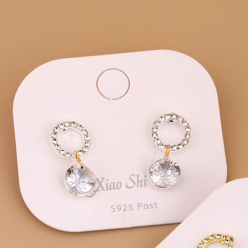 Net red diamond ring zircon earrings_0