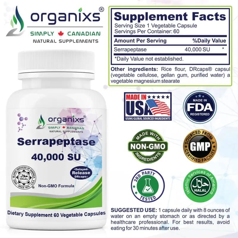 ORGANIXS SERRAPEPTASE E.C 40,000_3