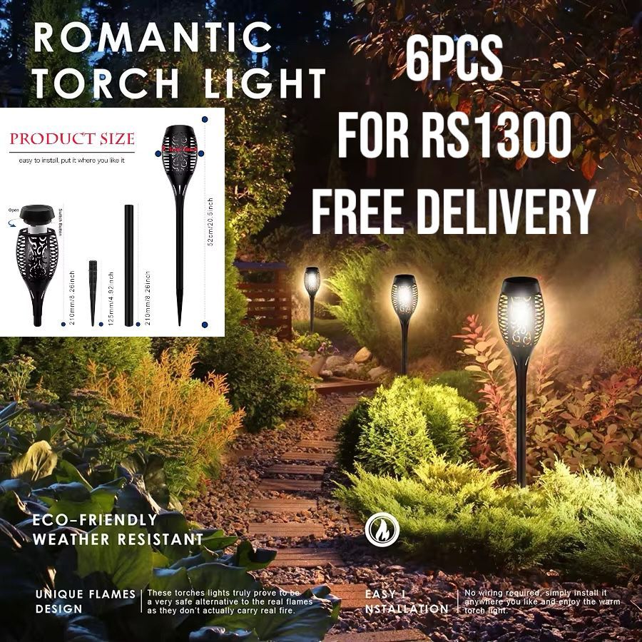 Solar Flame Lawn Lights – Set of 6_0