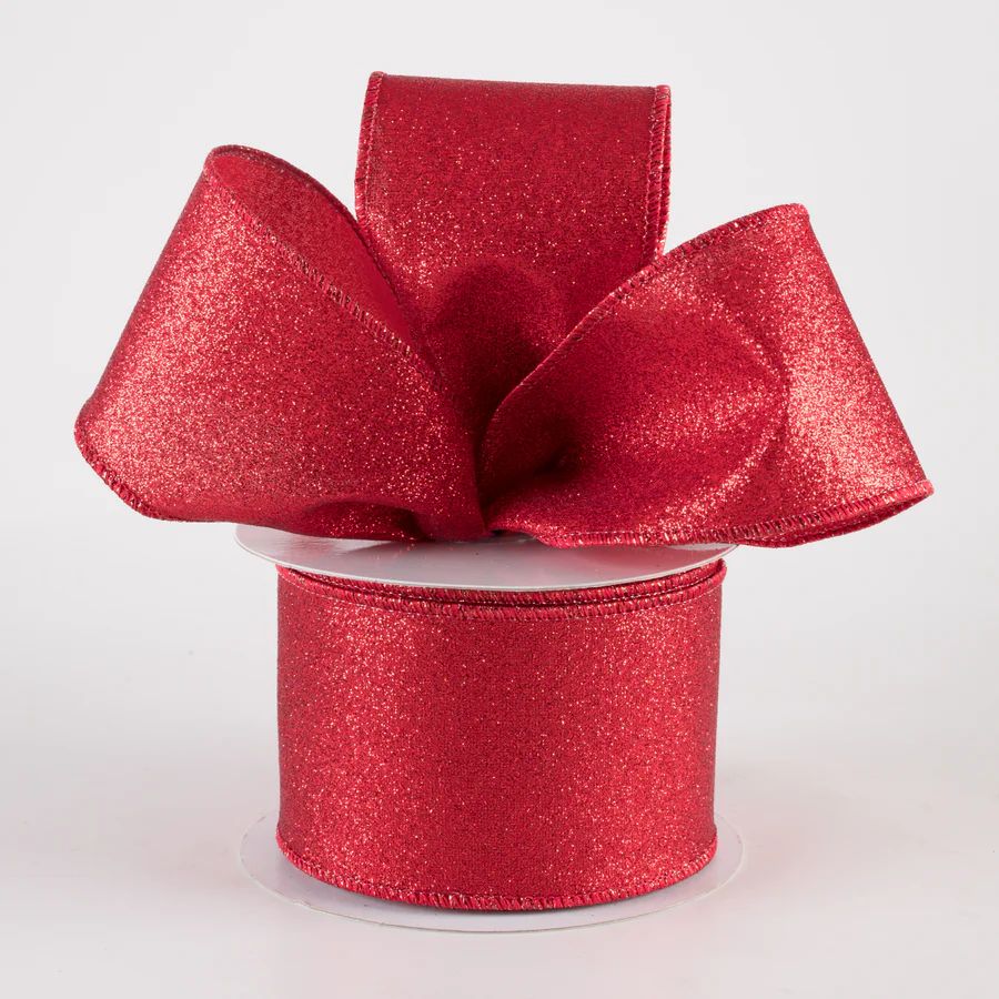 2.5" Shimmer Glitter Ribbon: Red (10 Yards)_0