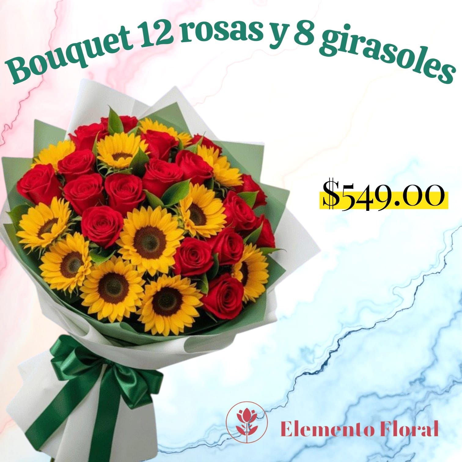 BOUQUETE 12 ROSAS Y 8 GIRASOLES_0