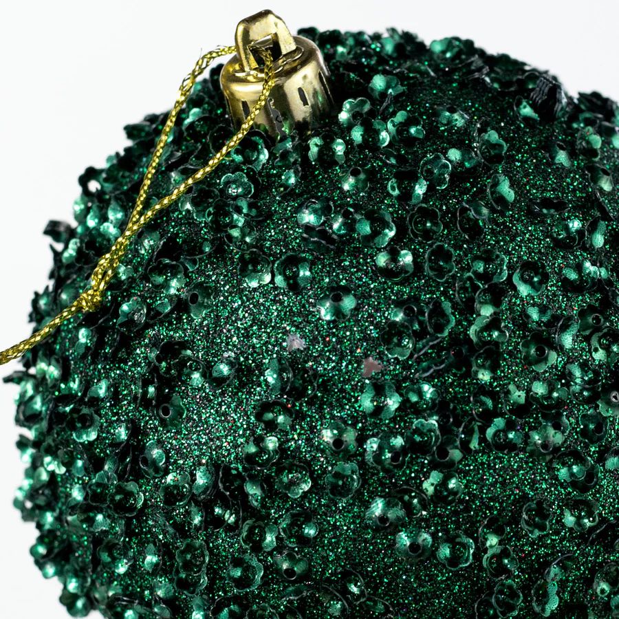 100mm Sequin & Glitter Ball Ornaments: Hunter Green (Set of 2)_1