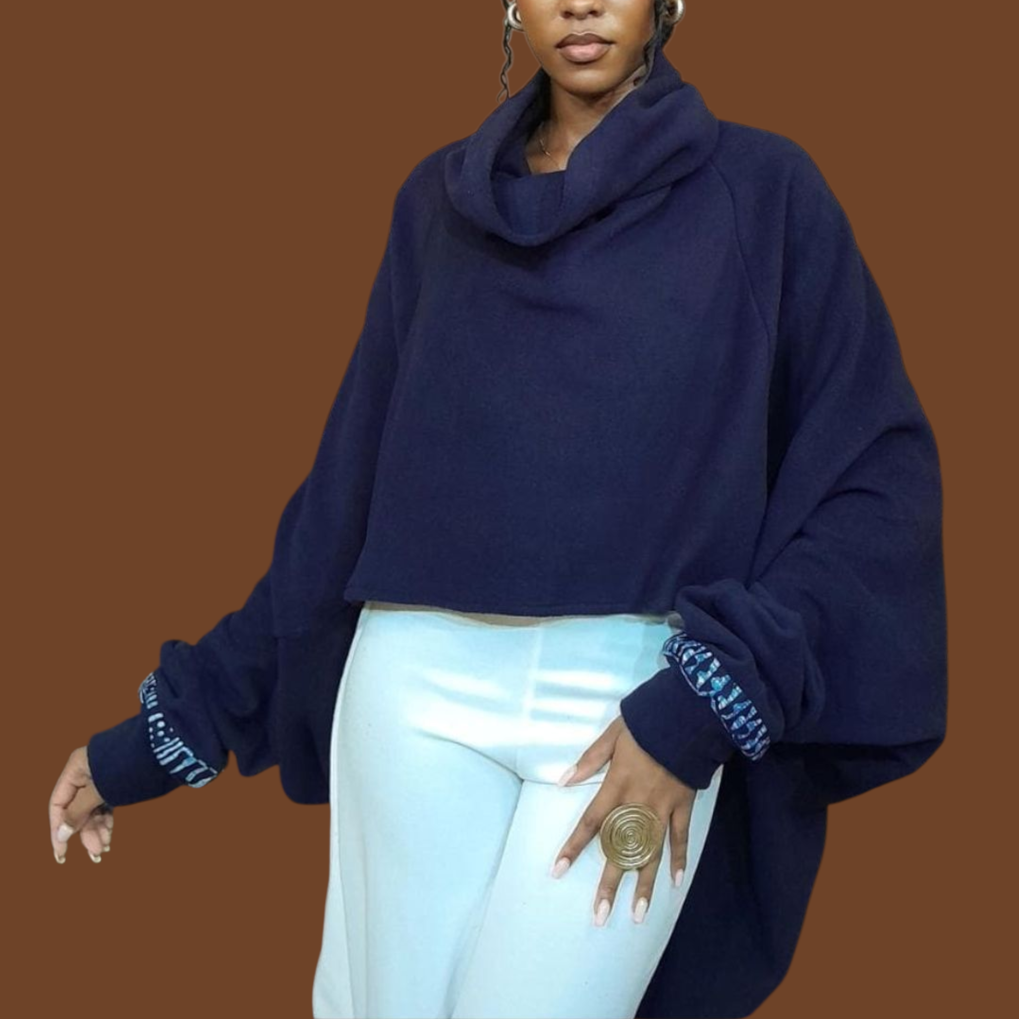 Ascili Cropped snuggy - Dark Blue_0
