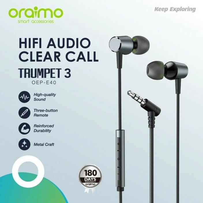 Oraimo Trumpet 3 (OEP-E40) In-Ear Wired Earphone,10mm Dynamic Driver,HiFi Stereo Audio_1