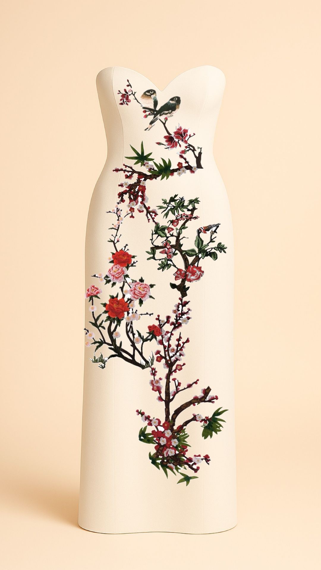 Red Blossom Maxi Dress in Off-white _6