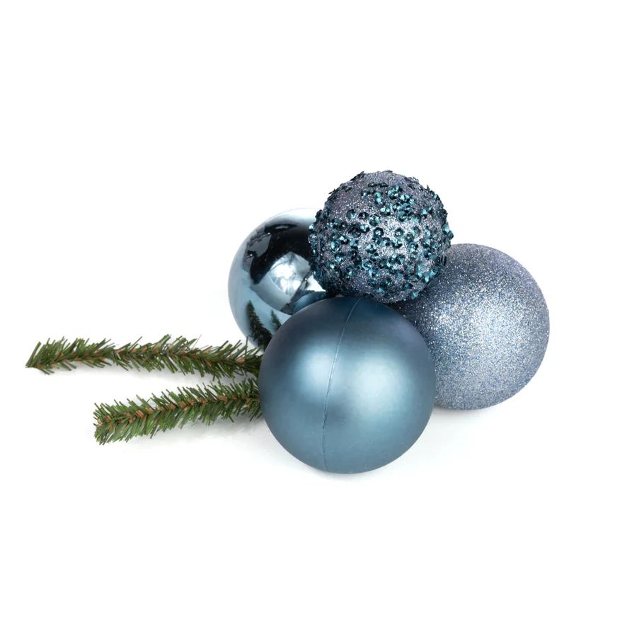 60-80mm Ball Ornament Cluster Ties: Sequin & Glitter Smoke Blue_1