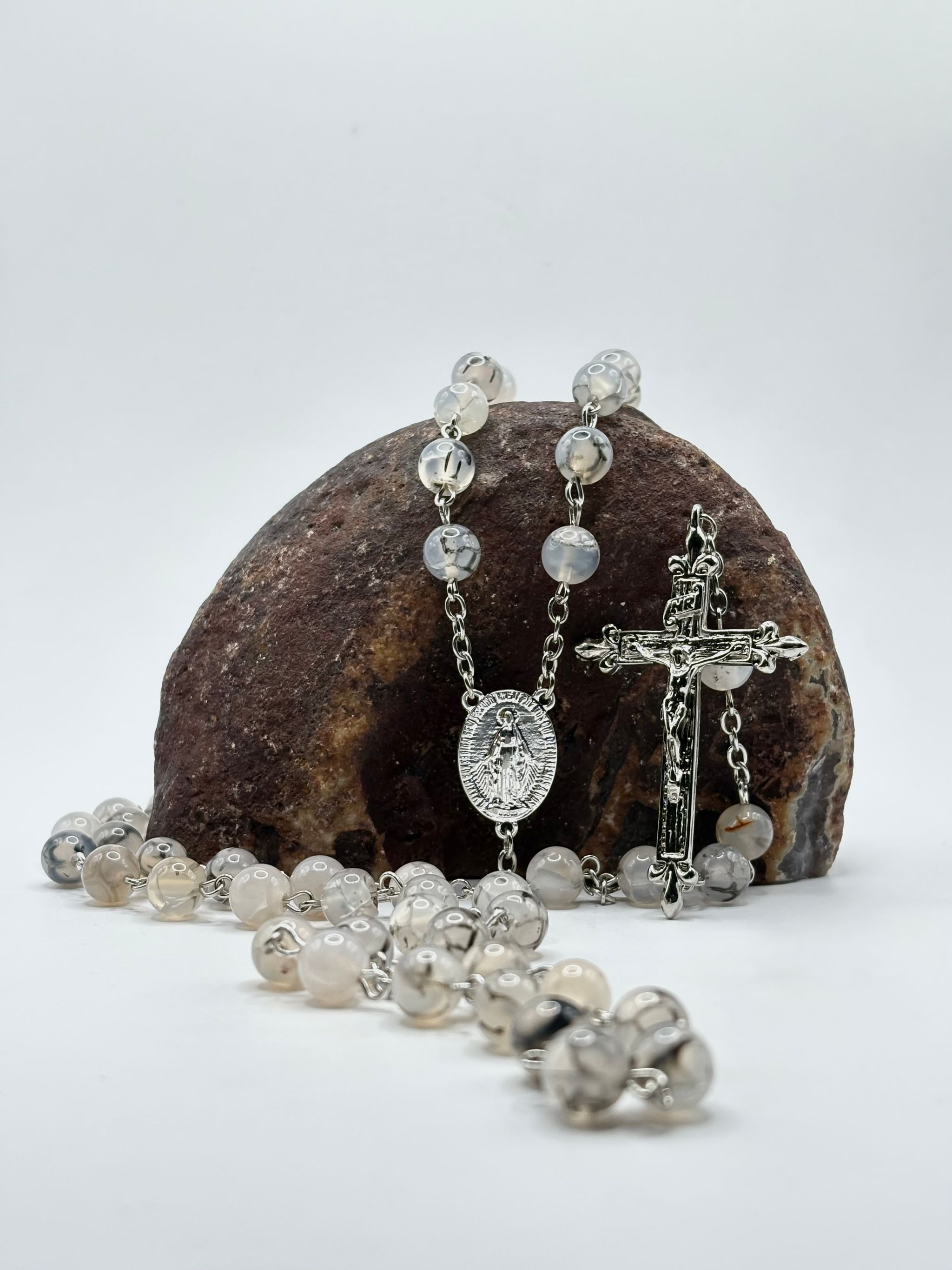 Rosario de Ágata Dragón 8mm en Acero inoxidable_0