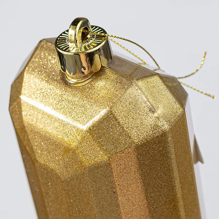 7" Rectangle Gem Ornament: Glitter Inside Gold_1