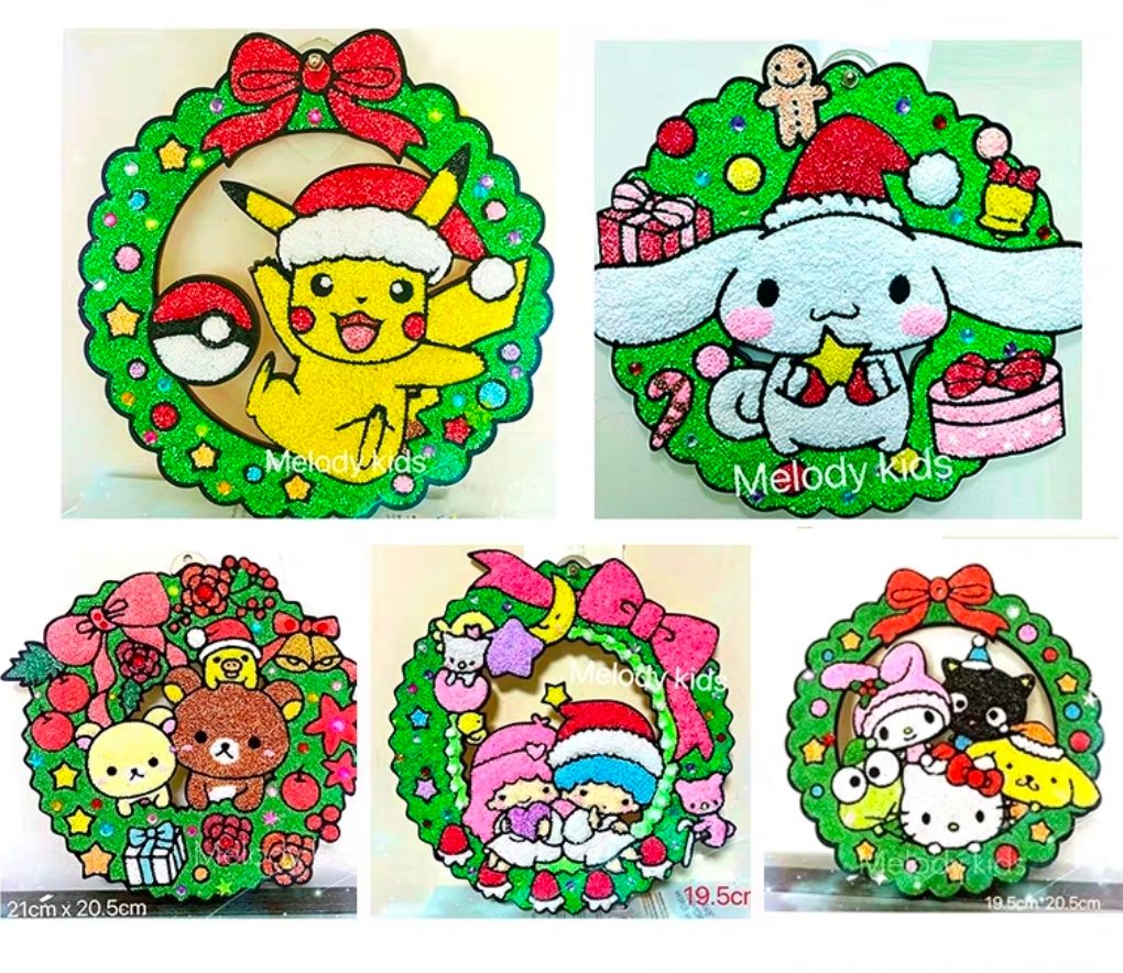 Beady Foam Clay Christmas Wreaths (Set of 5) - DIY Craft Kits for Kids_1