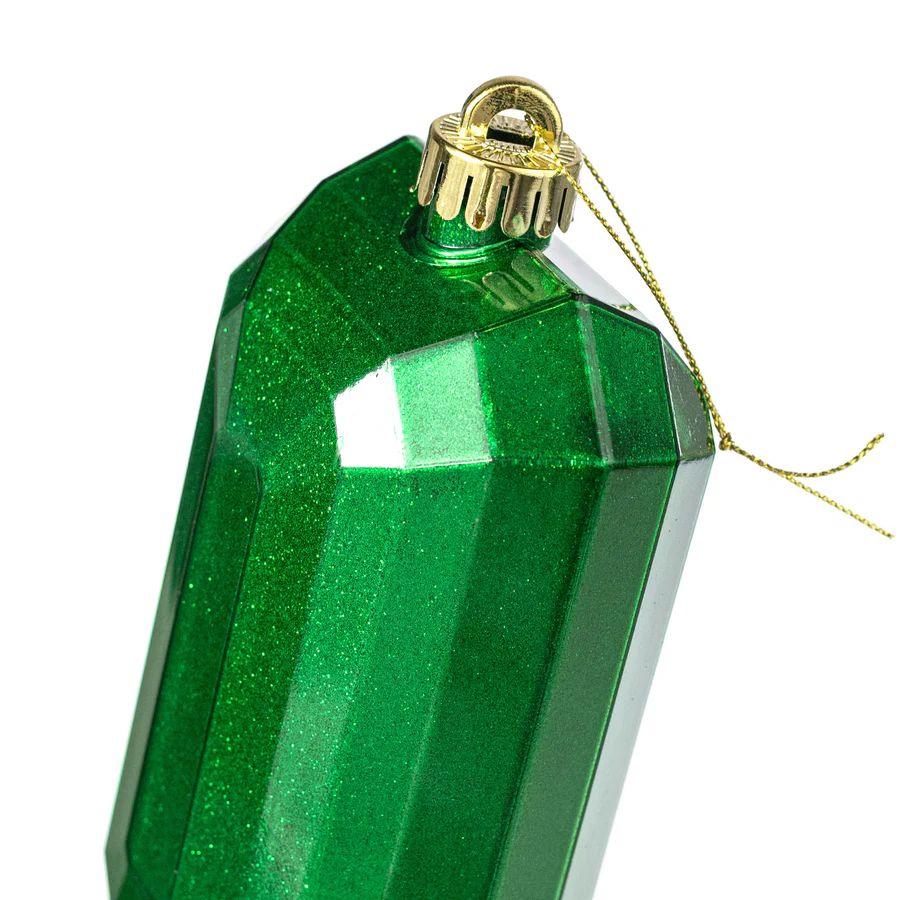 7" Rectangle Gem Ornament: Glitter Inside Emerald_1