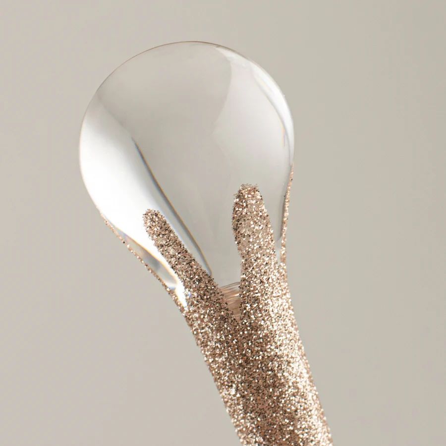 10" Glittered Teardrop Icicle Ornament: Champagne Gold_1