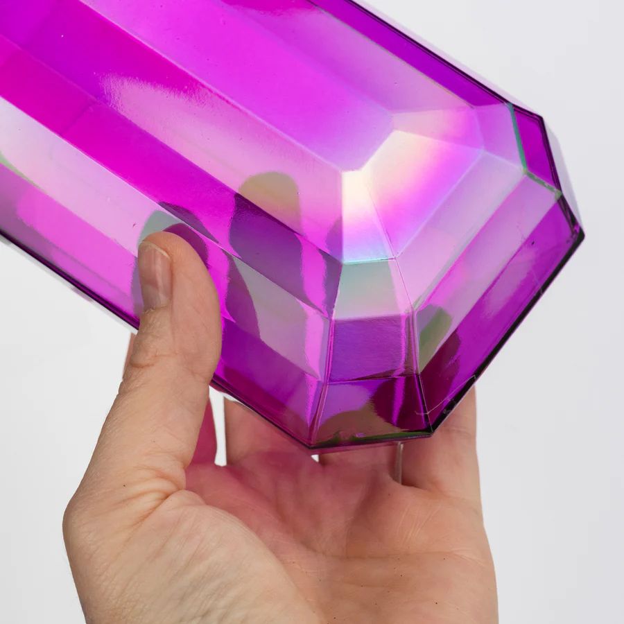 7" Rectangle Gem Ornament: Iridescent Fuchsia Pink_1