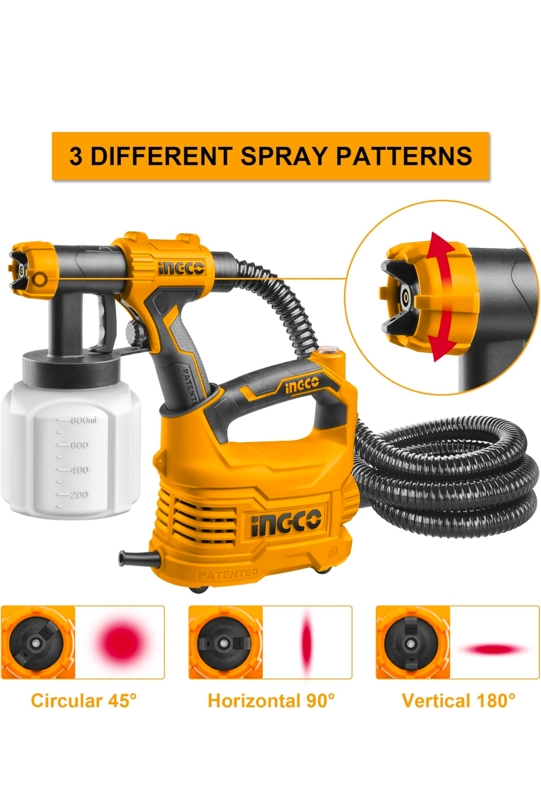 Ingco 550W Paint Sprayer (0.8L, Yellow) – Global Premium Edition by FlexTrade  _4