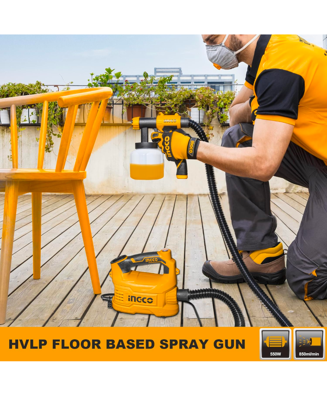 Ingco 550W Paint Sprayer (0.8L, Yellow) – Global Premium Edition by FlexTrade  _5
