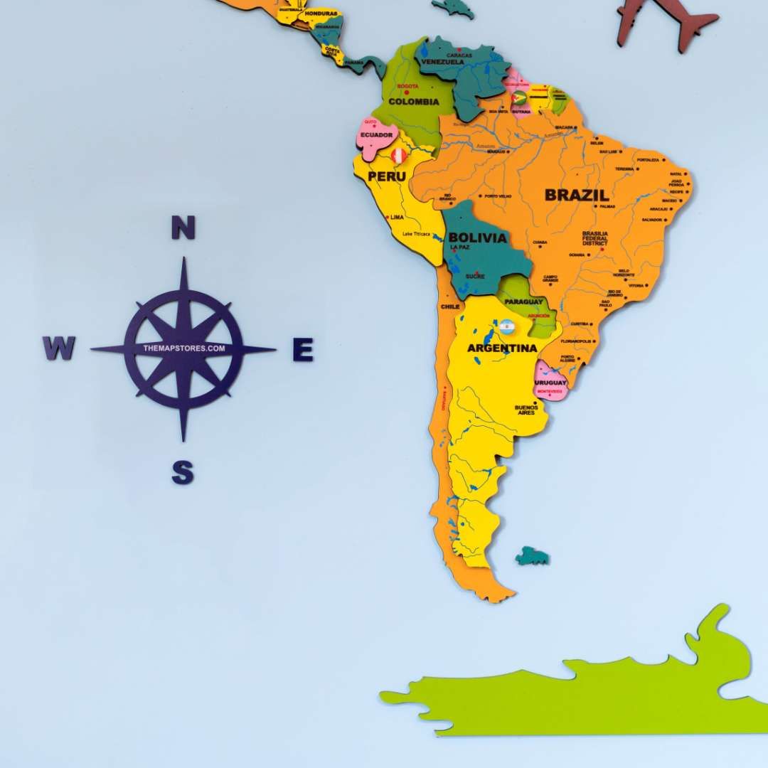 3D Colorful Wooden World Map for Wall | Premium Wooden World Map Décor | Sold by FlexTrade  _6