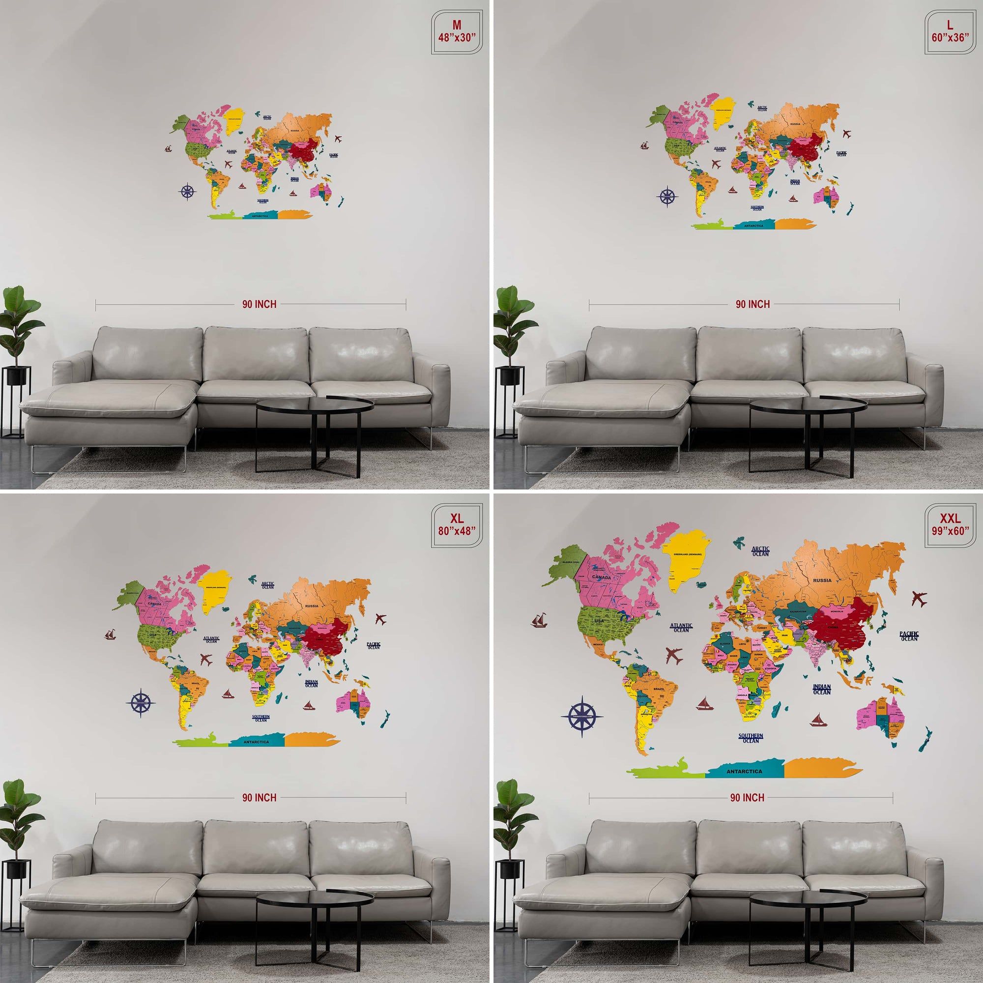 3D Colorful Wooden World Map for Wall | Premium Wooden World Map Décor | Sold by FlexTrade  _7