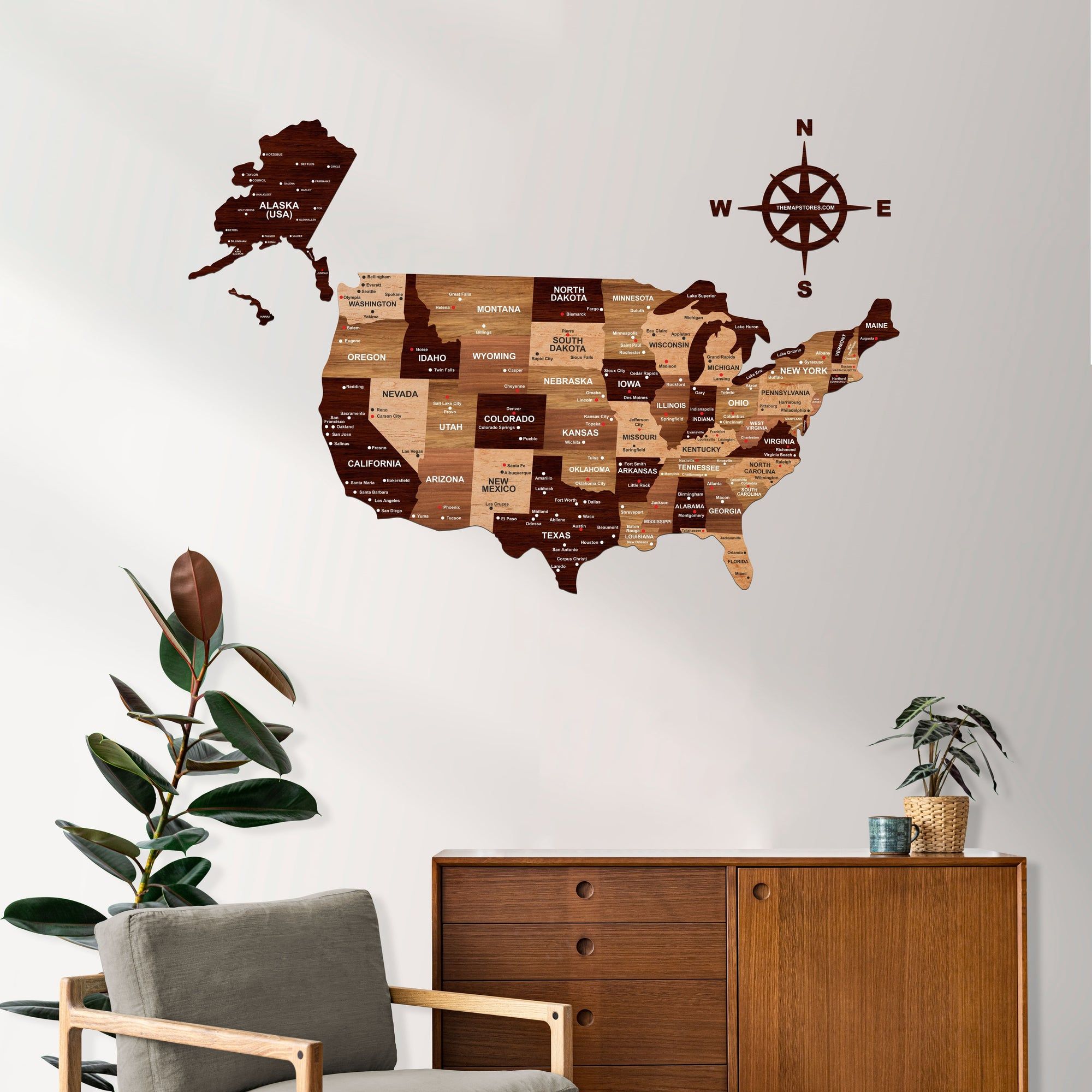 Salmon Pink Wooden USA Map for Wall | Premium Wooden Map Décor | Sold by FlexTrade_1