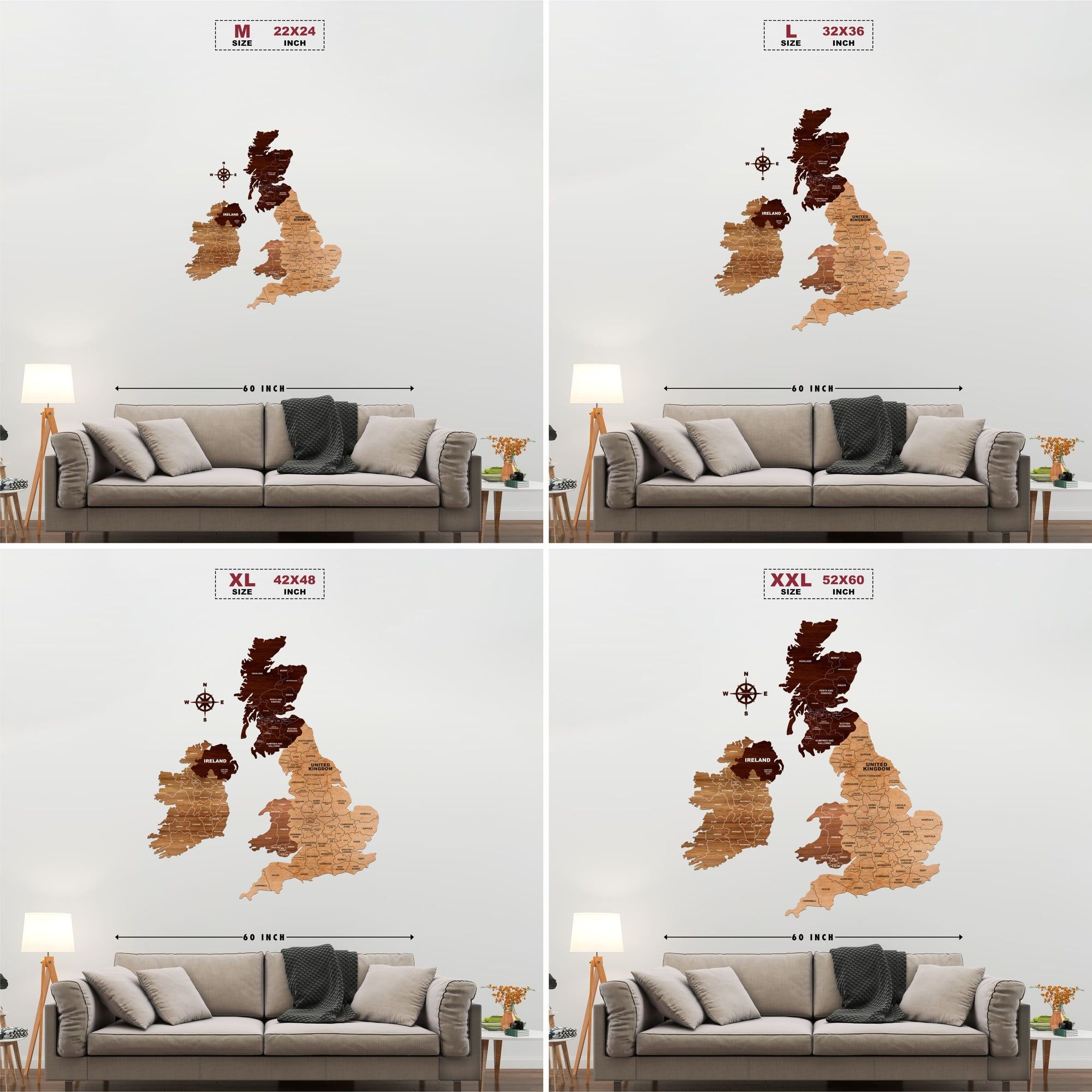 Wooden Texture United Kingdom Map for Wall | Rustic Wooden Map Décor | Sold by FlexTrade  _1