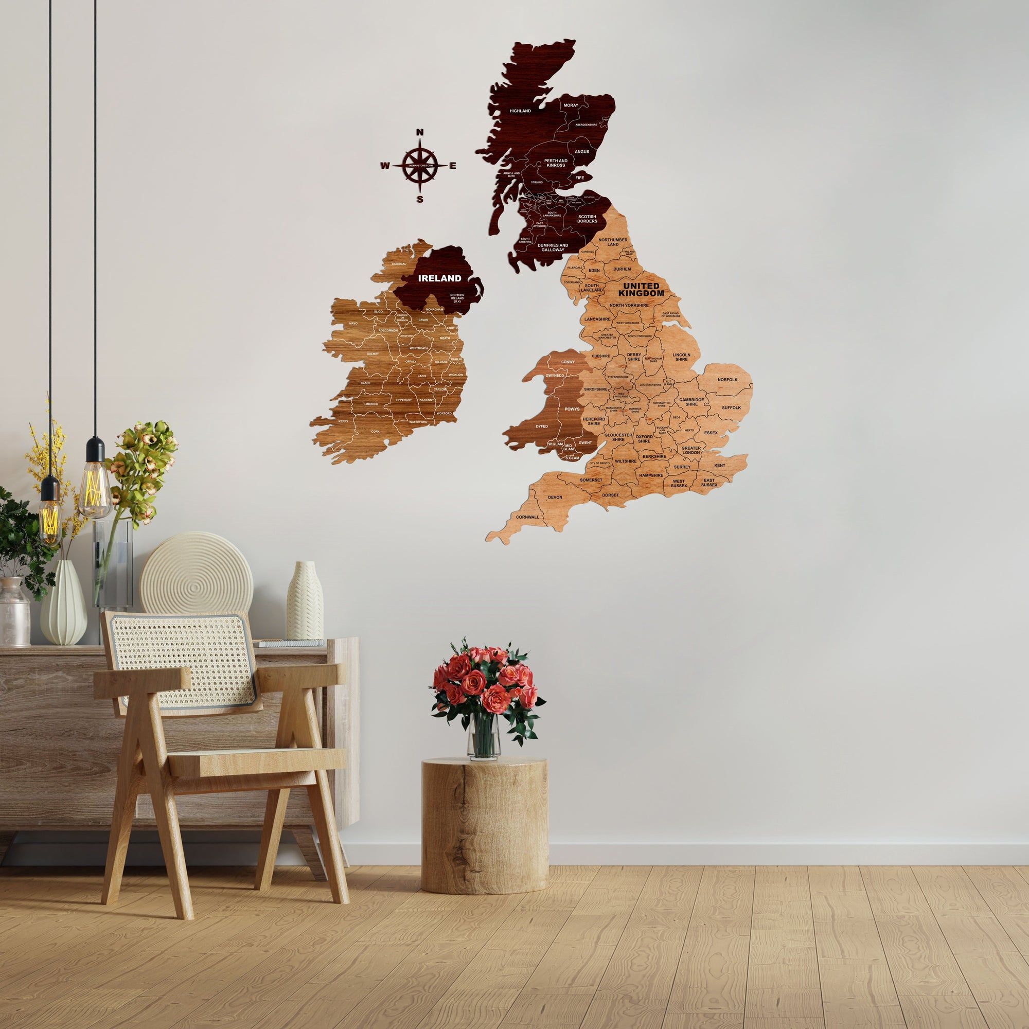Wooden Texture United Kingdom Map for Wall | Rustic Wooden Map Décor | Sold by FlexTrade  _0
